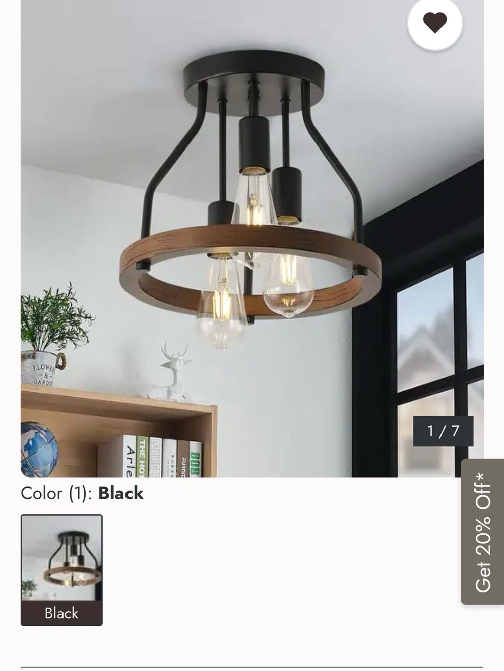 New, never out of box, iron and wood ceiling light